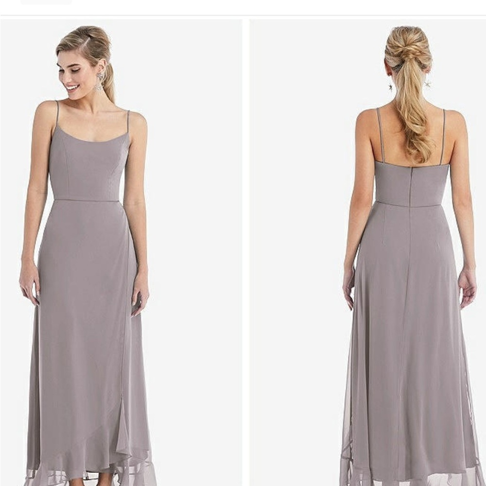 Gray Chiffon Formal Maxi Dress